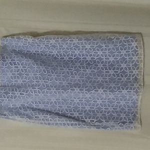 F &F Woman Blue Skirt w/ White Overlay